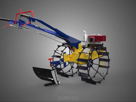 BLADE MOLD MOULD BOARD FURROW PLOUGH TWO CAGE WHEEL HAND TRACTOR 3D Model
