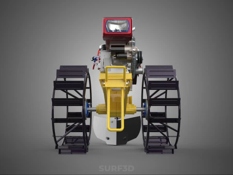 BLADE MOLD MOULD BOARD FURROW PLOUGH TWO CAGE WHEEL HAND TRACTOR 3D Model