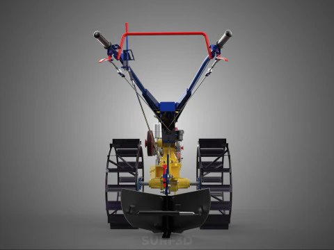BLADE MOLD MOULD BOARD FURROW PLOUGH TWO CAGE WHEEL HAND TRACTOR 3D Model