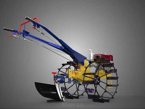 BLADE MOLD MOULD BOARD FURROW PLOUGH TWO CAGE WHEEL HAND TRACTOR 3D Model
