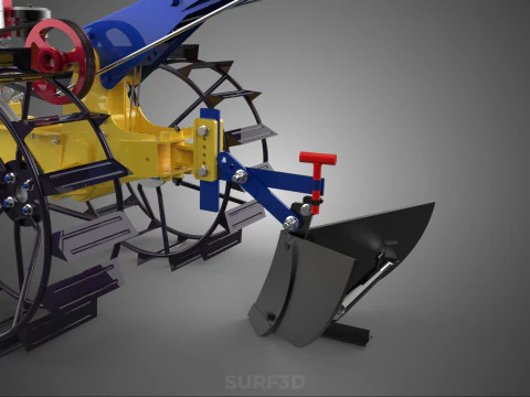 BLADE MOLD MOULD BOARD FURROW PLOUGH TWO CAGE WHEEL HAND TRACTOR 3D Model