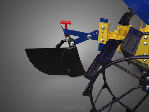 BLADE MOLD MOULD BOARD FURROW PLOUGH TWO CAGE WHEEL HAND TRACTOR 3D Model