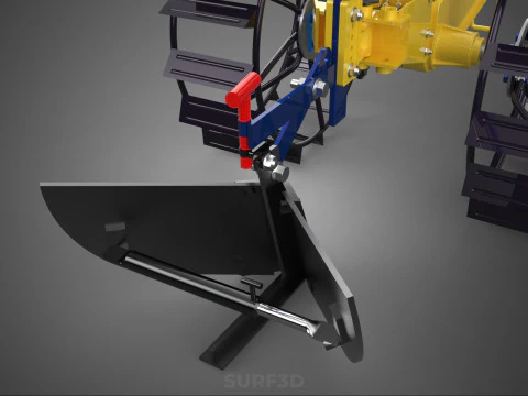 BLADE MOLD MOULD BOARD FURROW PLOUGH TWO CAGE WHEEL HAND TRACTOR 3D Model