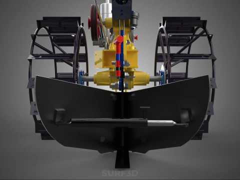 BLADE MOLD MOULD BOARD FURROW PLOUGH TWO CAGE WHEEL HAND TRACTOR 3D Model