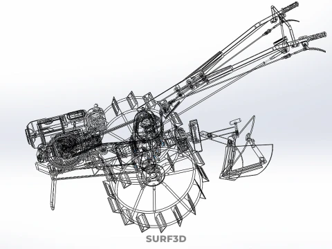 BLADE MOLD MOULD BOARD FURROW PLOUGH TWO CAGE WHEEL HAND TRACTOR 3D Model