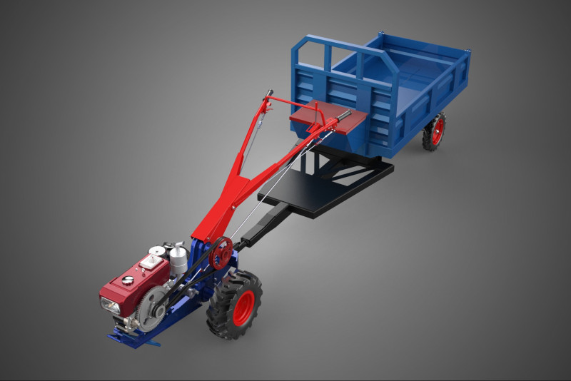 DIESEL TANGAN BERJALAN BERJALAN DI BALIK TRAKTOR TRAILER CARGO WAGON Model 3D .c4d .max .obj .3ds .fbx .stl .blend