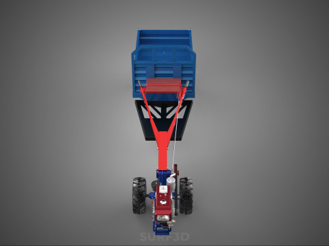 DIESEL TANGAN BERJALAN BERJALAN DI BALIK TRAKTOR TRAILER CARGO WAGON Model 3D