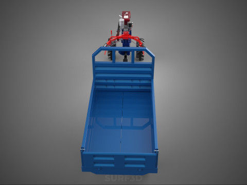 DIESEL TANGAN BERJALAN BERJALAN DI BALIK TRAKTOR TRAILER CARGO WAGON Model 3D