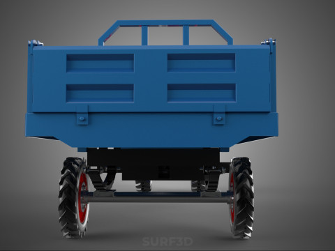 DIESEL TANGAN BERJALAN BERJALAN DI BALIK TRAKTOR TRAILER CARGO WAGON Model 3D