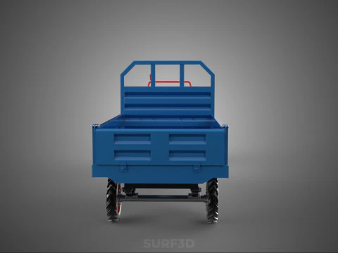TWO WHEEL TRACTOR TRAILER TROLLEY LOAD CARRIER TRANSPORT BED CAR 3D Model