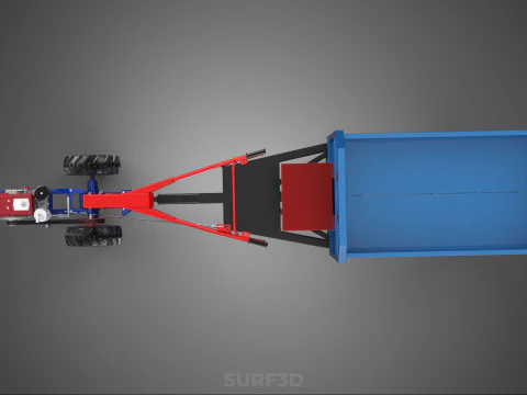 TWO WHEEL TRACTOR TRAILER TROLLEY LOAD CARRIER TRANSPORT BED CAR 3D Model