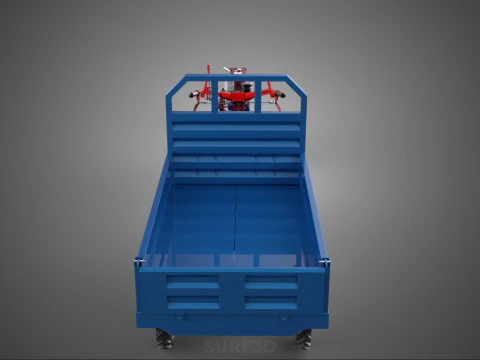 TWO WHEEL TRACTOR TRAILER TROLLEY LOAD CARRIER TRANSPORT BED CAR 3D Model