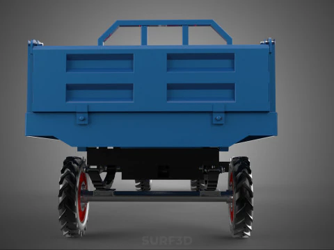 TWO WHEEL TRACTOR TRAILER TROLLEY LOAD CARRIER TRANSPORT BED CAR 3D Model