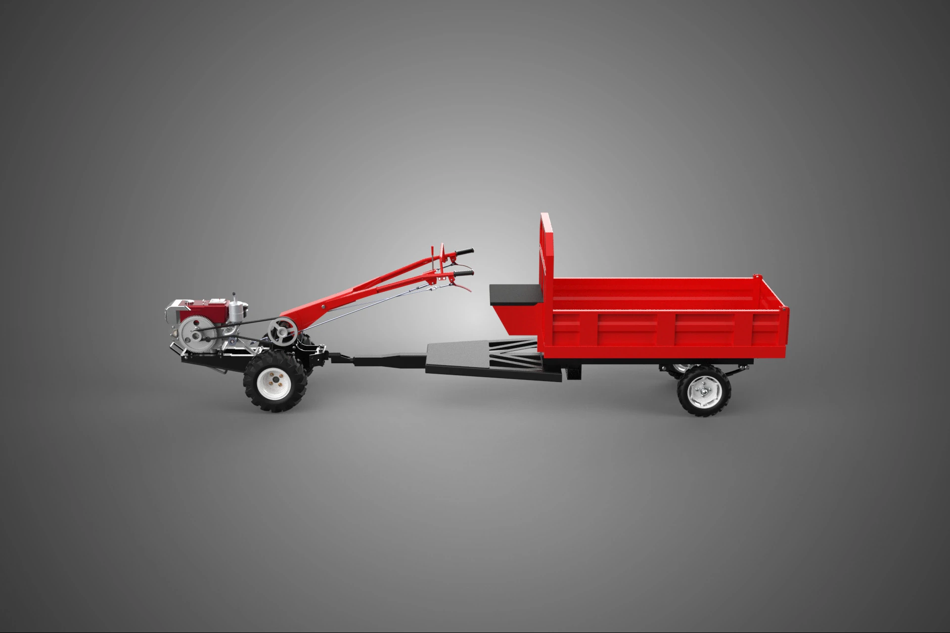 TRACTOR TRAILER CAR RURAL VEHICLE FARMER CARAVAN DRAY HAULING 3D Model .c4d .max .obj .3ds .fbx .stl .blend 