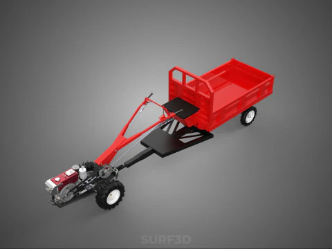 TRACTOR TRAILER CAR RURAL VEHICLE FARMER CARAVAN DRAY HAULING 3D Model