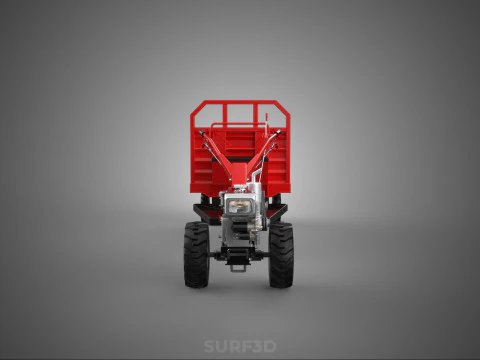 TRACTOR TRAILER CAR RURAL VEHICLE FARMER CARAVAN DRAY HAULING 3D Model