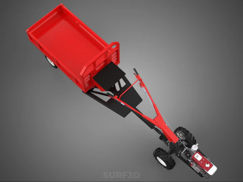 TRACTOR TRAILER CAR RURAL VEHICLE FARMER CARAVAN DRAY HAULING 3D Model