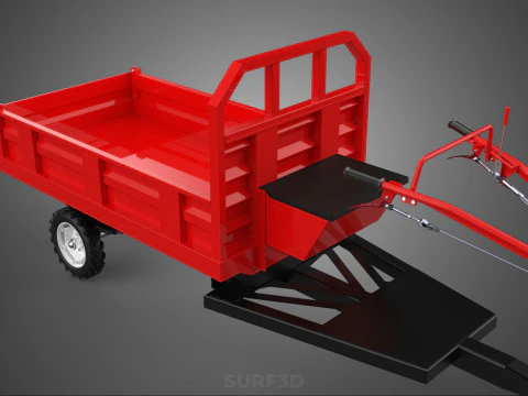 TRACTOR TRAILER CAR RURAL VEHICLE FARMER CARAVAN DRAY HAULING 3D Model