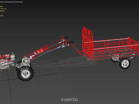 TRACTOR TRAILER CAR RURAL VEHICLE FARMER CARAVAN DRAY HAULING 3D Model