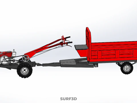 TRACTOR TRAILER CAR RURAL VEHICLE FARMER CARAVAN DRAY HAULING 3D Model