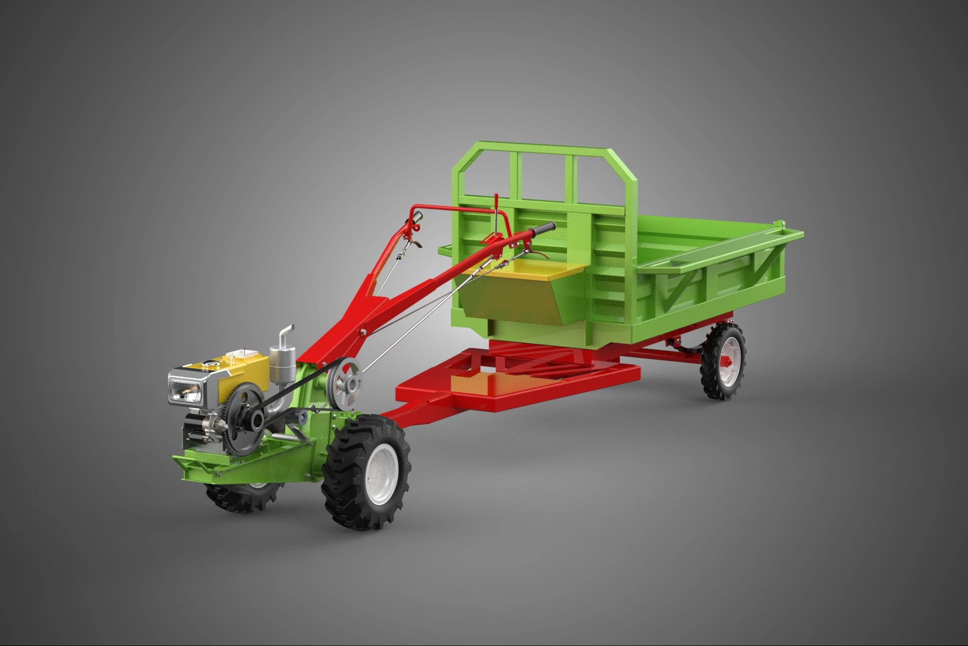 TRACTOR TRAILER TROLLEY TRANSPORT CAR CART CARGO RURAL VEHICLE 3D Model .c4d .max .obj .3ds .fbx .stl .blend 