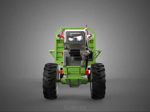 TRACTOR TRAILER TROLLEY TRANSPORT CAR CART CARGO RURAL VEHICLE 3D Model