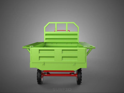 TRACTOR TRAILER TROLLEY TRANSPORT CAR CART CARGO RURAL VEHICLE 3D Model
