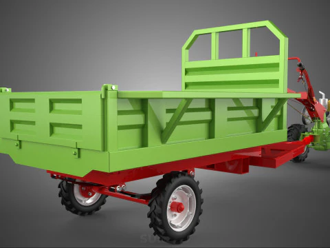 TRACTOR TRAILER TROLLEY TRANSPORT CAR CART CARGO RURAL VEHICLE 3D Model