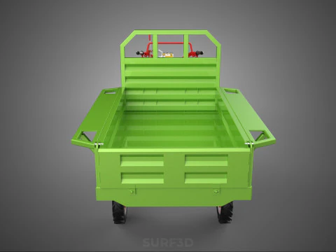 TRACTOR TRAILER TROLLEY TRANSPORT CAR CART CARGO RURAL VEHICLE 3D Model