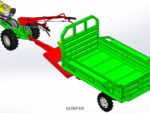 TRACTOR TRAILER TROLLEY TRANSPORT CAR CART CARGO RURAL VEHICLE 3D Model