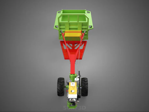 TRACTOR TRAILER TROLLEY TRANSPORT CAR CART CARGO RURAL VEHICLE 3D Model