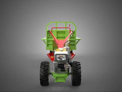 TRACTOR TRAILER TROLLEY TRANSPORT CAR CART CARGO RURAL VEHICLE 3D Model