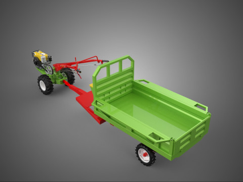 MELAKSANAKAN KERANJANG TRAKTOR KENDARAAN PERTANIAN TRAILER TRAILER PERTANIAN Model 3D