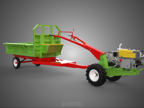 IMPLEMENTAR REBOQUE DE TRANSPORTE FAZENDA VE&Iacute;CULO AGR&Iacute;COLA CARRINHO TRATOR Modelo 3D