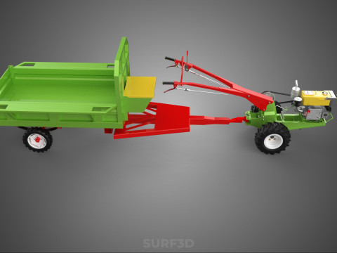 IMPLEMENTAR REBOQUE DE TRANSPORTE FAZENDA VE&Iacute;CULO AGR&Iacute;COLA CARRINHO TRATOR Modelo 3D