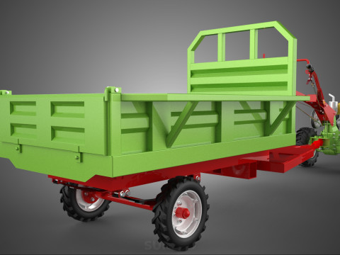 IMPLEMENTAR REBOQUE DE TRANSPORTE FAZENDA VE&Iacute;CULO AGR&Iacute;COLA CARRINHO TRATOR Modelo 3D