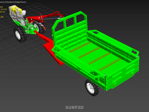 IMPLEMENTAR REBOQUE DE TRANSPORTE FAZENDA VE&Iacute;CULO AGR&Iacute;COLA CARRINHO TRATOR Modelo 3D