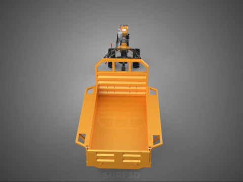 DUAL AXLE TRAILER VEHICLE TRACTOR CART CARGO LOAD BED TROLLEY WD 3D Model