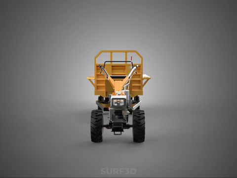 DUAL AXLE TRAILER VEHICLE TRACTOR CART CARGO LOAD BED TROLLEY WD 3D Model