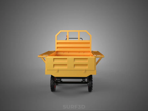 DUAL AXLE TRAILER VEHICLE TRACTOR CART CARGO LOAD BED TROLLEY WD 3D Model
