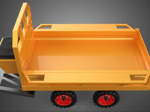 DUAL AXLE TRAILER VEHICLE TRACTOR CART CARGO LOAD BED TROLLEY WD 3D Model