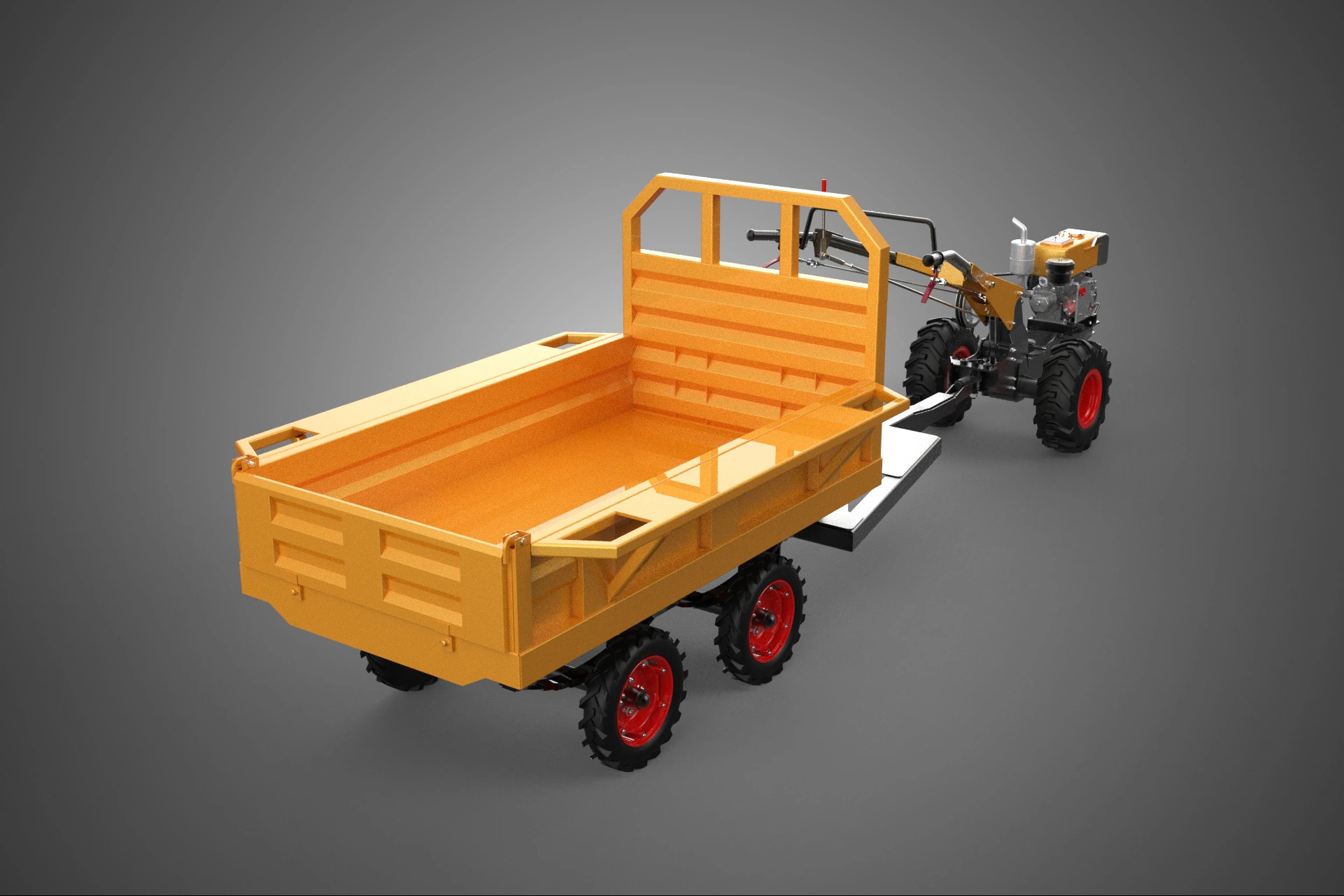TANDEM AXLE TRAILER TRACTOR CART CARGO LOAD BED TROLLEY CAR DUMP 3D Model .c4d .max .obj .3ds .fbx .stl .blend 