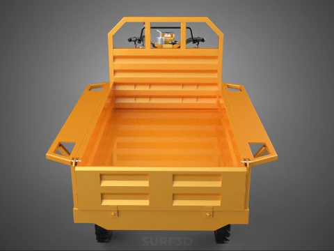 TANDEM AXLE TRAILER TRACTOR CART CARGO LOAD BED TROLLEY CAR DUMP 3D Model