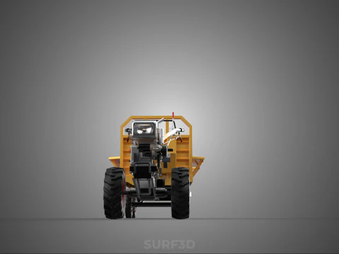 TANDEM AXLE TRAILER TRACTOR CART CARGO LOAD BED TROLLEY CAR DUMP 3D Model