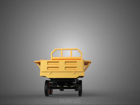 TANDEM AXLE TRAILER TRACTOR CART CARGO LOAD BED TROLLEY CAR DUMP 3D Model