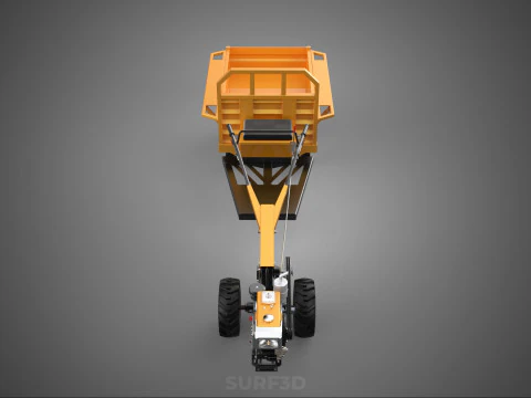 TANDEM AXLE TRAILER TRACTOR CART CARGO LOAD BED TROLLEY CAR DUMP 3D Model