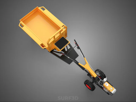 TANDEM AXLE TRAILER TRACTOR CART CARGO LOAD BED TROLLEY CAR DUMP 3D Model