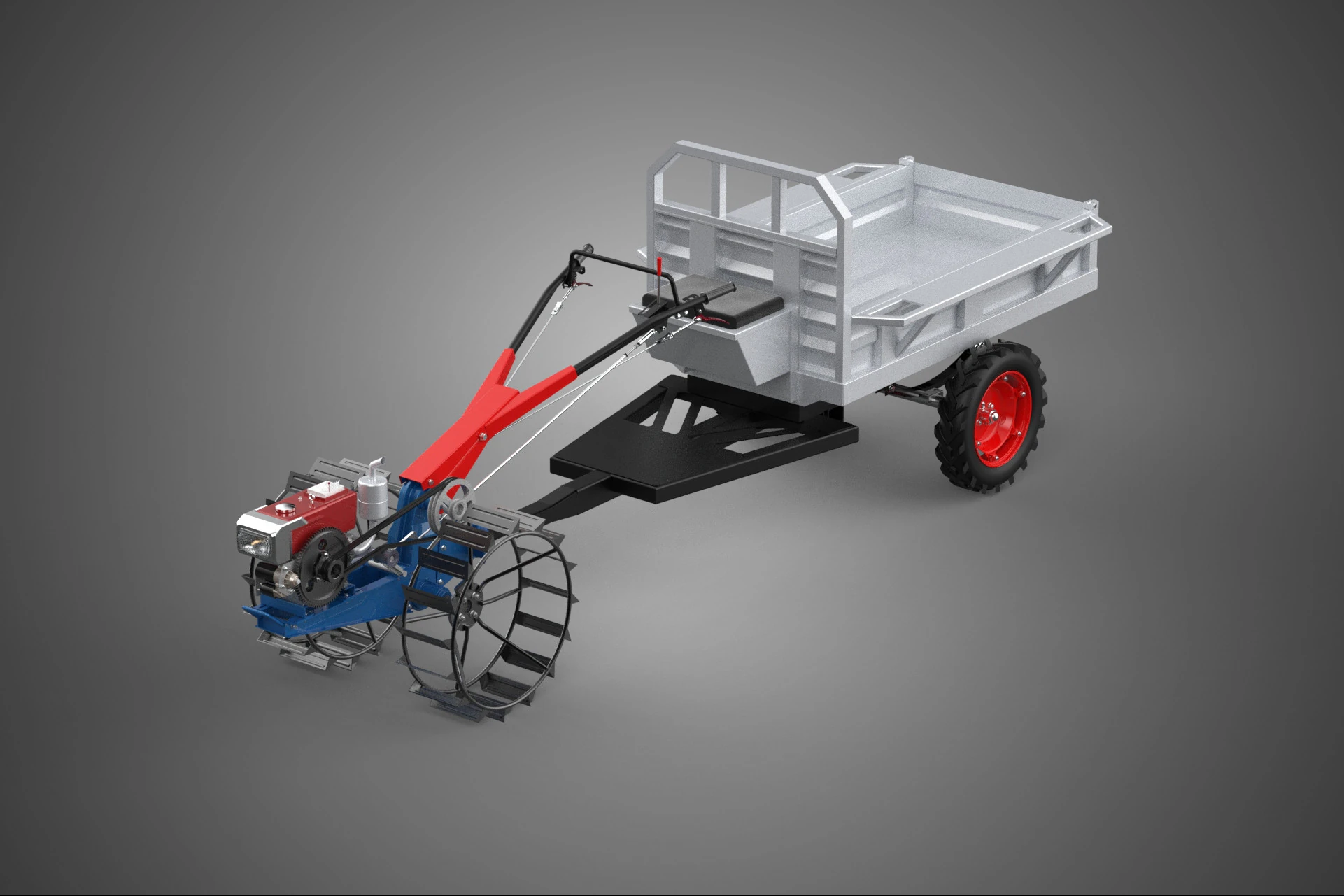 CAGE WHEEL TRACTOR VEHICLE TRAILER CART CARGO CAR TRANSPORT FARM 3D Model .c4d .max .obj .3ds .fbx .stl .blend 