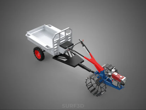 CAGE WHEEL TRACTOR VEHICLE TRAILER CART CARGO CAR TRANSPORT FARM 3D Model