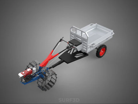 CAGE WHEEL TRACTOR VEHICLE TRAILER CART CARGO CAR TRANSPORT FARM 3D Model